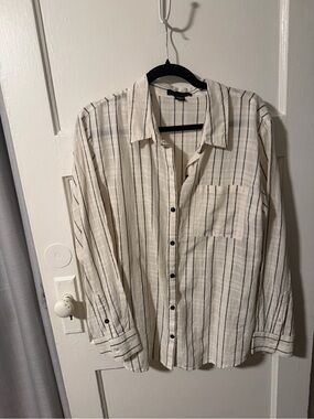 Sanctuary Boyfriend Shirt Cotton Blend Oversized Long Sleeve Button Down Sz L